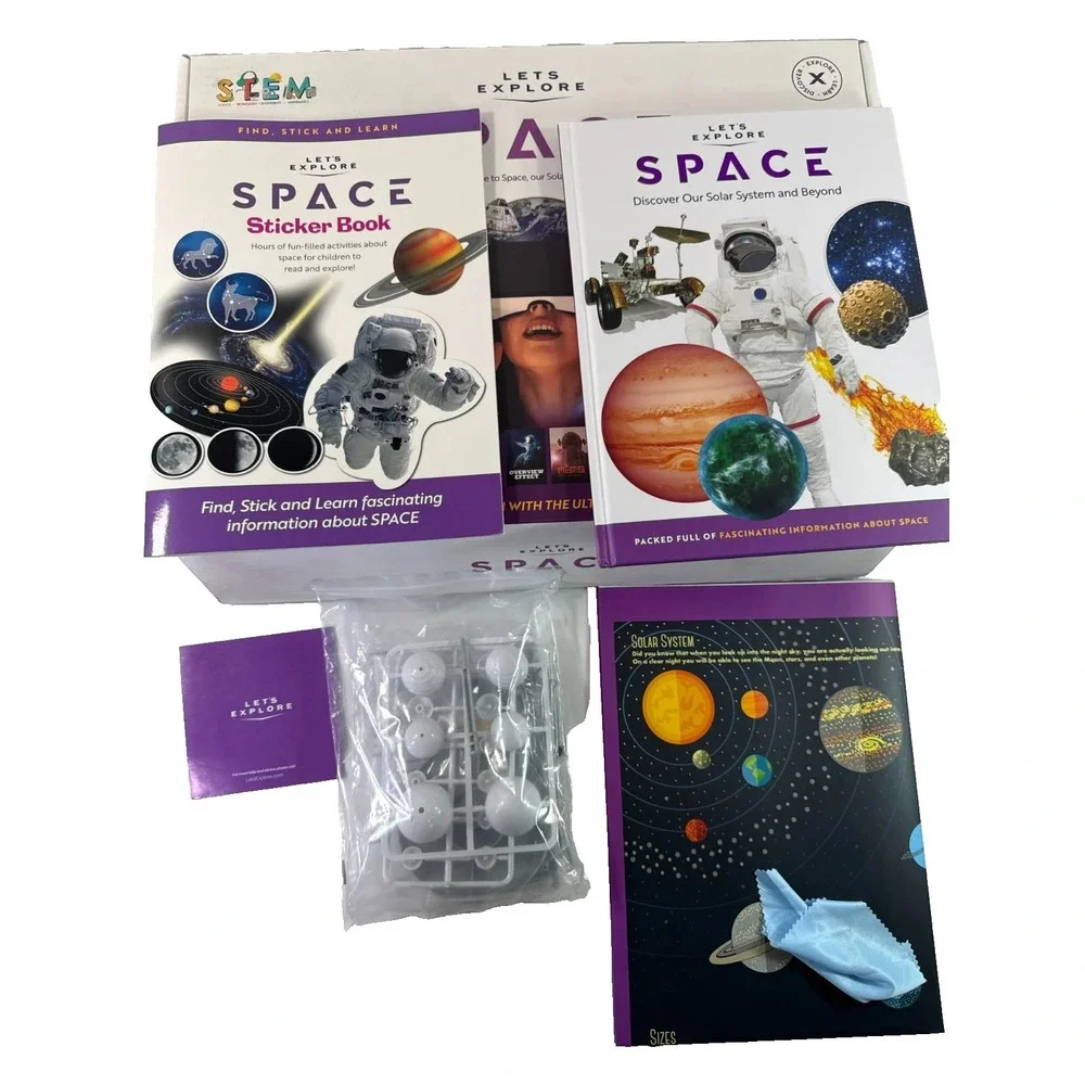 Let's Explore VR Headset Space STEM Kit Books Cube Model
